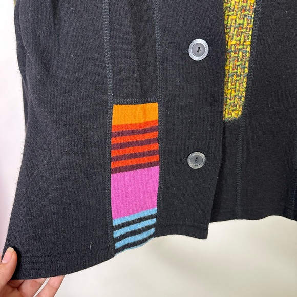 Bets by Canvasbacks Jacket Wool Blend Black Artsy Patchwork Buttoned Jacket Med - Picture 5 of 8